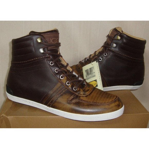 UGG  EMPIRE Men's Chestnut Leather Sneakers Size US 9,EU 42 EM-PIRE NIB #1000642 - Picture 2 of 8
